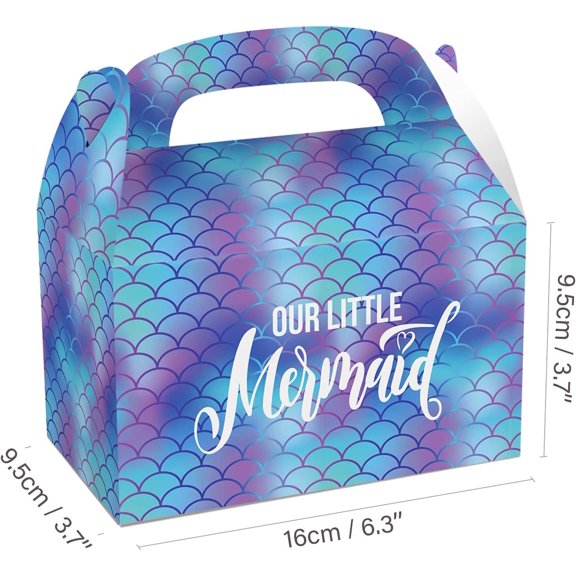 Ocean Themed Mermaid Party Favor Boxes 12 Pack Purple Paper 6.3 x 3.7 x 3.7 Inches
