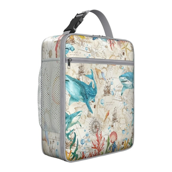 Ocean-Themed Shark Lunch Bag for Teenagers and Adults, Premium Insulated Reusable Lunch Box with Leakproof Design, Soft Compact Lunch Bag for School, Office or Work