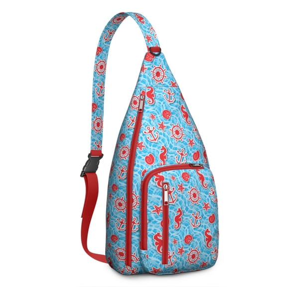 Ocean-Themed Shoulder Bag - Marine Lighthouse & Compass Design, Water-resistant Durable Crossbody Pack for Beachgoers & Boating Enthusiasts