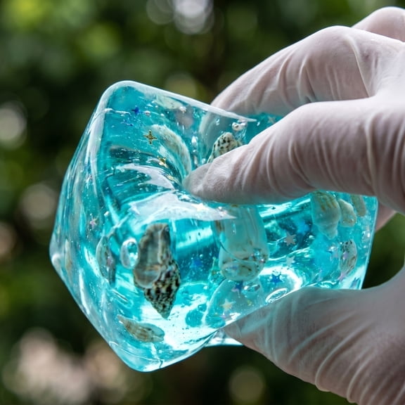Ocean Themed Squeeze Toys, Cube Squeeze Toys, Squeeze Cube Squeeze, Squeeze Stress Toys, 1Pc 2X2X2 in Glitter Transparent Ocean Shell Square Squeeze Toys for All Ages