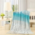 thumbnail image 1 of Ocean Themed Throw Blanket 60 x 80 inch, Flannel Fleece Bed Blankets Unisex for Boys, Girls, Kids, Soft Fuzzy Warm Cozy Plush Microfiber Blanket for Crib Stroller Nap, Blue Sky White Cloud Beach, 1 of 6