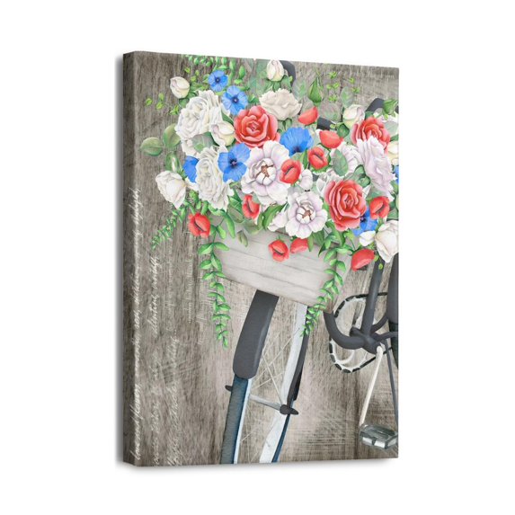 Ocean Themed Wall Art, 12x16in Beach Pictures & Seaside Bicycle Aqua Blue Serenity for Your Lake Home Bedroom Décor