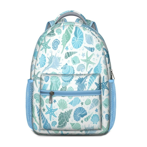 Ocean-Themed Waterproof Bookbag - Lightweight Daypack with Seahorse & Coral Design, Padded Straps for College Students