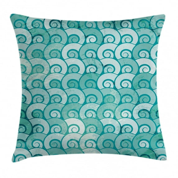 Ocean Throw Pillow Cushion Cover, Abstract Swirled Sea Waves Pattern Spiral Forms Marine Theme Curvy Aquatic Artwork Print, Decorative Square Accent Pillow Case, 20 X 20 Inches, Aqua, by Ambesonne