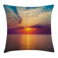 thumbnail image 1 of Ocean Throw Pillow Cushion Cover, Majestic Sunrise in Tranquil Sea Horizon Dawn Rays Clouds Water Reflection, Decorative Square Accent Pillow Case, 24 X 24 Inches, Orange Purple Blue, by Ambesonne, 1 of 2