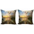 thumbnail image 1 of Ambesonne Tropical Throw Pillow Cover 2 Pack, Palms Sunset Scenery, 18", Multicolor, 1 of 2