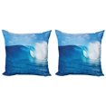 thumbnail image 1 of Ambesonne Ocean Throw Pillow Cover 2 Pack, Cloudy Summer Sky Wavy, 18", Navy White, 1 of 5