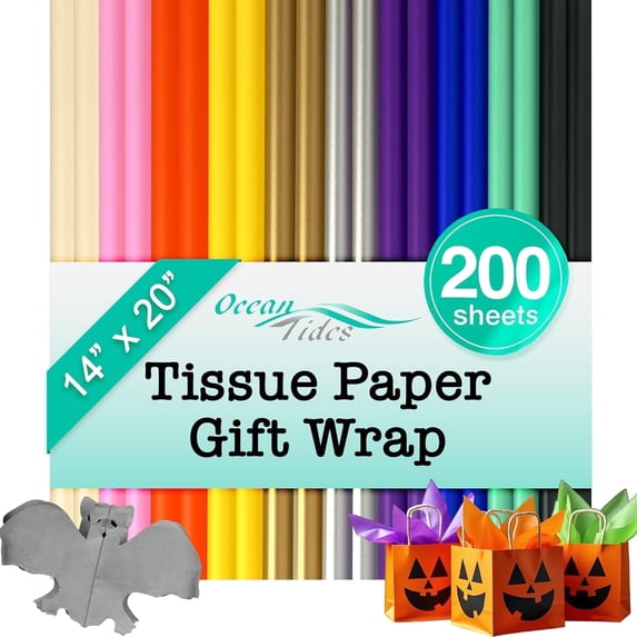 Ocean Tides Assorted Tissue Paper, 200 Sheets, 14 in. x 20 in., Gift ...