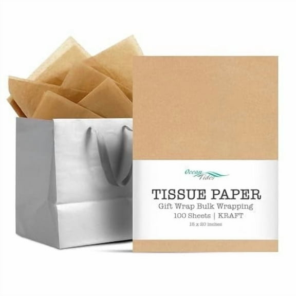 Ocean Tides Kraft Tissue Paper, 100 Pack for Gift Bags & Packaging