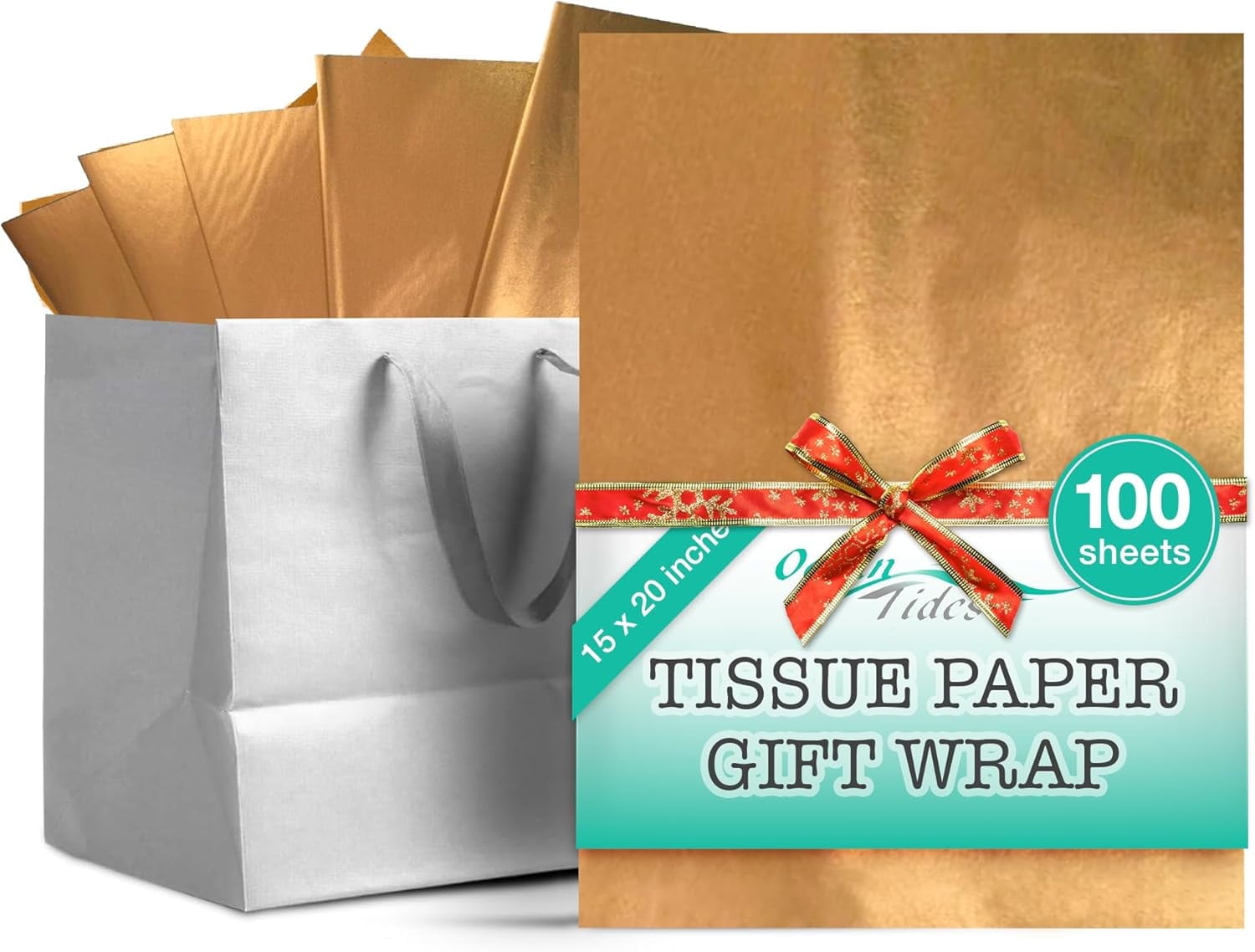 Ocean Tides Tissue Paper - Bulk Craft Wrapping Tissue Paper - 100 Sheets 15 x 20 Color: Gold