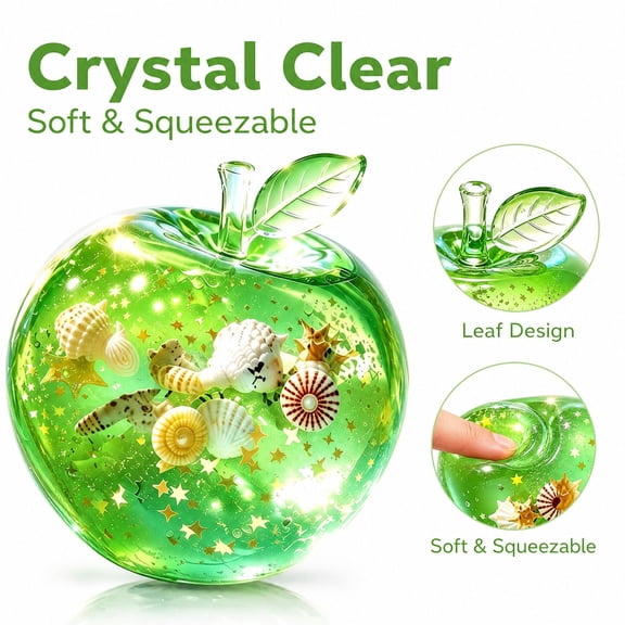 Ocean Transparent Ball Squishy Toy, Liquid Filled Stress Relief Fidget Toy, Clear Squeeze Sensory Calming Ball for Desk Decor Office Kitchen, Creative Gift for Fidget Lovers Adults Teens