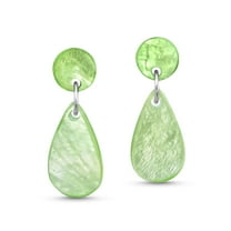 Ocean Trends Green Colored Teardrop Capiz Shell Post Drop Dangle Earrings