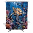 thumbnail image 1 of Ocean Tropical Animal Bathroom Shower Curtain, Abstract Coral Turtle Fish Waterproof Washable Soft Bath Curtain for Bathtub Decor with 12 Hooks&Grommet, 72x72 Inch, 1 of 9