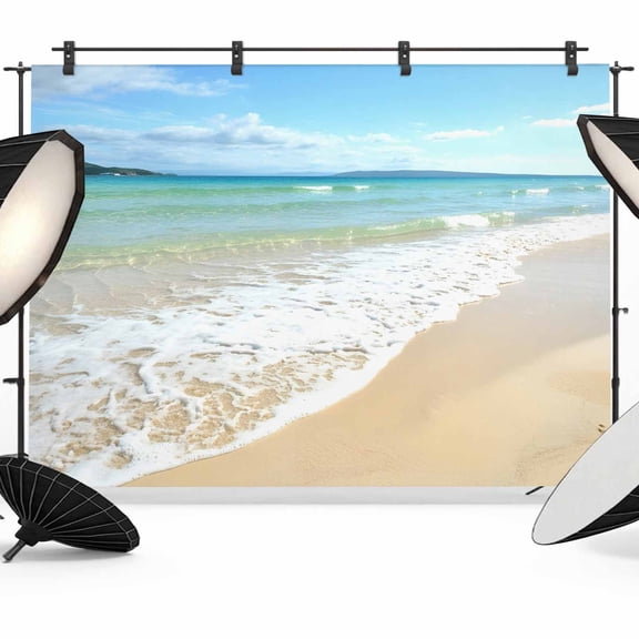 Ocean Turquoise Waves Photography Backdrop 7x5FT, Seaside Beach Blue Sky Sand Photo Backdrops, Background for Photography Studio Photo Studio Background, Back Drop for Photoshoot