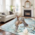 thumbnail image 1 of Ocean Turtle Area Rugs 5x7 ft Retro Marine Life Starfish Coral Washable Rug Non Slip Indoor Carpet Absorbent Floor Mat for Living Room Bedroom Dining Room, 1 of 8