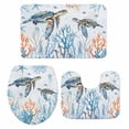 thumbnail image 1 of Ocean Turtle Bath Mat 3 Piece Bathroom Rug Set, Blue Coastal Coral Starfish Seagrass Non Slip Bath Rug Contour Mat and Toilet Lid Cover, Absorbent Shower Mats Soft Bath Rugs and Mats Sets, 1 of 8