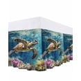 thumbnail image 1 of Ocean Turtle Bed Skirt Queen Size 18" Drop Coral Retro Ruffled Wrap Around Bed Skirts Adjustable Elastic Bedskirt Dust Ruffle for Queen Size Bed, 1 of 7