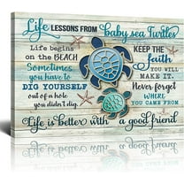 Ocean Turtle Canvas Wall Art Decor Life Lessons Sea Turtle Canvas Prints Bthroom Artwork For Wall Framed Teal Inspirational Quotes Wall Decor Bedroom Living Room Home Art Funny Gift 12x16 Inch