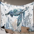 thumbnail image 1 of Ocean Turtle Large Tapestry for Bedroom Wall Hanging Tapestry, Coastal Coral Seagrass Starfish Ceiling Backdrop Tapestries Poster Blanket Wall Decor for Teens Room Living Room Dorm 100" x 59", 1 of 8