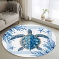 thumbnail image 1 of Ocean Turtle Round Area Rugs 3 ft, Blue Starfish Coral Summer Animal Striped Washable Small Area Rug with Non-Slip Sturdy Edge Binding Round Front Door Mat Floor Carpet for Entryway, 1 of 9