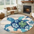 thumbnail image 1 of Ocean Turtle Round Rugs for Living Room 5ft Sea Animals Rustic Wooden Board Non Slip Circle Rug Washable Low-Profile Indoor Carpet for Bedroom, Dining Room, Bathroom, 1 of 9
