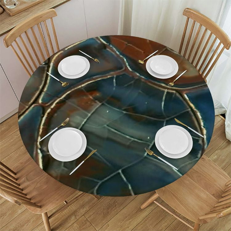 Ocean Turtle Sea Animal Round Tablecloth with Elastic Edge Washable