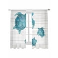 thumbnail image 1 of Ocean Turtle Sheer Curtains 2 Panels Set Animals Abstract Watercolor Wood Grain Lihgt Filtering Rod Pocket Voile Drape, Semi Sheer Window Curtains for Bedroom Living Room, 52"x72", 1 of 5