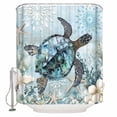 thumbnail image 1 of Ocean Turtle Shower Curtain, 66" x 72", Marine Life Starfish Coral Retro Waterproof Bathroom Curtain Washable Shower Curtain Set with 12 Hooks, 1 of 6