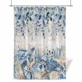thumbnail image 1 of Ocean Turtle Shower Curtain, Retro Sea Stars Shells Blue Leaf Beige Stripes Waterproof Shower Curtain Set with 12 Hooks Lightweight Bath Curtains Fabric Bathroom Decor 72x78 Inches, 1 of 9
