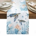 thumbnail image 1 of Ocean Turtle Table Runner - 108 Inch Long, Kitchen Dining Table Runner Dresser Scarves, Blue Coastal Coral Starfish Seagrass Farmhouse Decor for Coffee Tables Wedding Party Banquet, 1 of 8