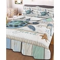 thumbnail image 1 of Ocean Turtle Twin Size Down Alternative Comforter,Lightweight Comforter Quilt Bedding Set with Pillow Shams Coastal Blue Starfish Shell Conch Wood Grain All Seasons Bed Comforter Duvet Insert 68"x86", 1 of 7