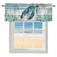 thumbnail image 1 of Ocean Turtle Window Valance for Kitchen, Coral Starfish Vintage Wood Texture Rod Pocket Short Curtain for Small Windows, Light Filtering Decorative Valance, 60 x 14 Inch, 1 Panel, 1 of 9