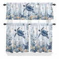 thumbnail image 1 of Ocean Turtles Curtain Valances Set Blue Yellow Sea Star Shell Coral White Wood Grain Kitchen Curtains 24&nbsp;inch Length Rod Pocket Valance and Tiers 3 Piece Set Small Bedroom Bathroom Laundry Decor, 1 of 9