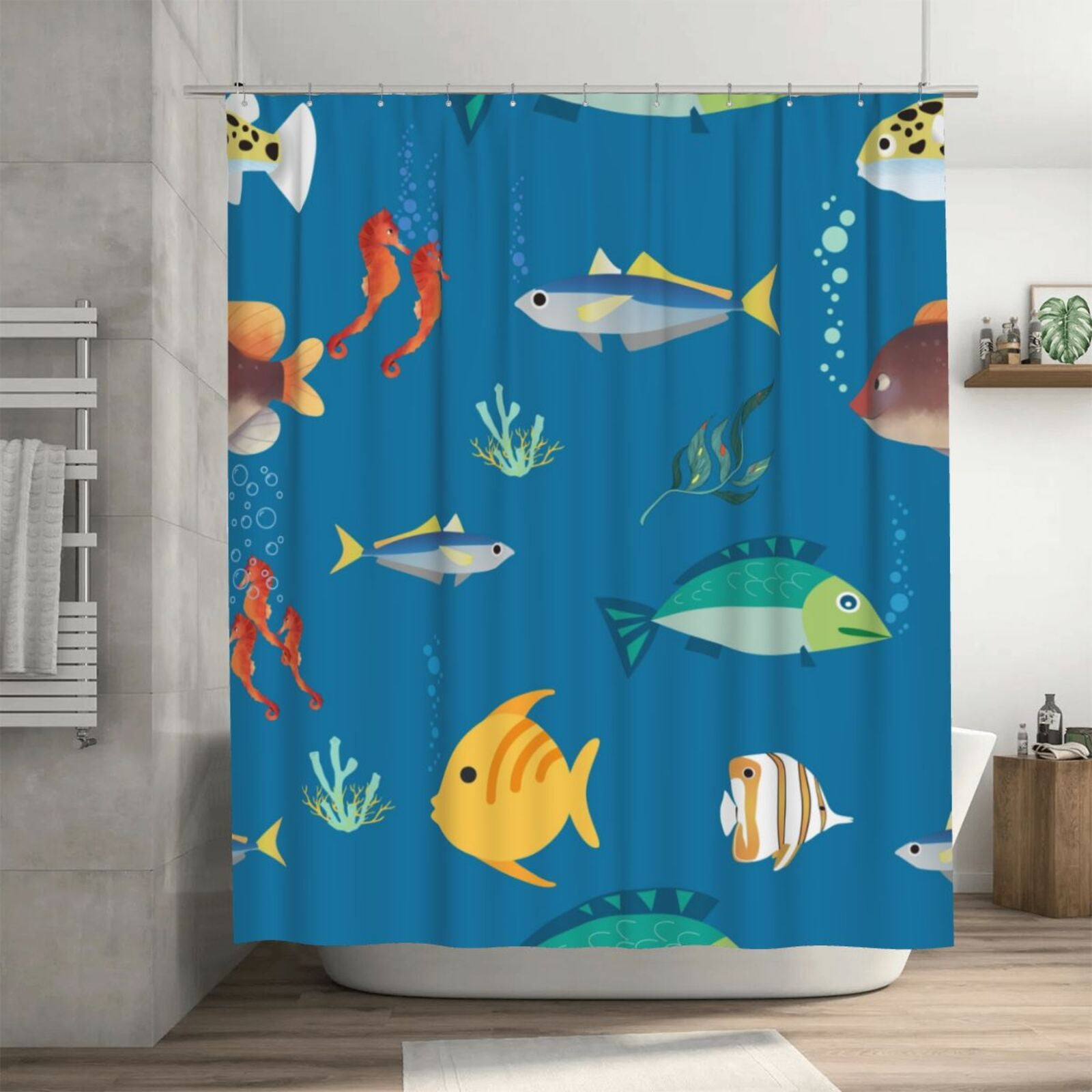 Lobster Pattern Print Bathroom Shower Curtain