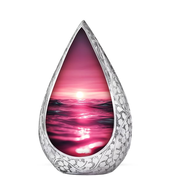 Ocean Urns for Ashes Adult Male Small 3" - Sunset Small Funeral Keepsake Urns for Human - Pink Teardrop Ashes Mini Cremation Urn - Human Remains Urn Adult Remains