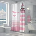 Ocean View Cartoon Lighthouse Shower Curtain Coastal Bathroom Decor