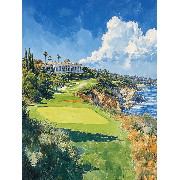 Ocean View Golf Course Canvas Painting Perfect for Living Room Hallway and Hotel Decoration