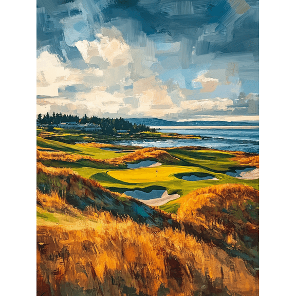Ocean View Golf Course Canvas PaintingSuitable for Living Room Bedroom Office Hotel and Restaurant Decor