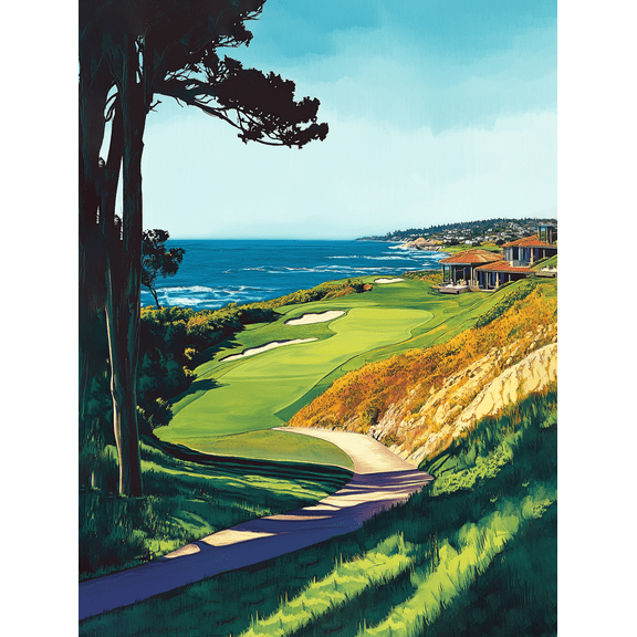 Ocean View Golf Course Canvas Print/Wall Art Perfect for Living RoomOffice Hotel and Golf Club Decoration.
