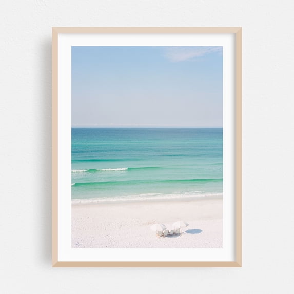 Ocean View IV - Santa Rosa Beach Florida Photography Beach Ocean Coast Minimalist Seaside Waves Summer Oak Framed Wall Art Print 5 x 7 inches