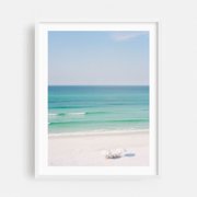 Ocean View IV - Santa Rosa Beach Florida Photography Beach Ocean Coast Minimalist Seaside Waves Summer White Framed Wall Art Print 18 x 24 inches
