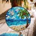 thumbnail image 1 of Ocean View Palm Tree Birds Art Glass Suncatcher, Beach Lover Decor, 7.9 in, 1 of 3