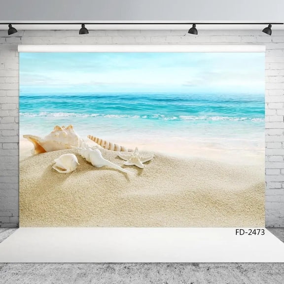 Ocean View Sand Beach Shell Sea Scenery Portrait Children Newborn Photography Background Photographic Backdrops For Photo Studio