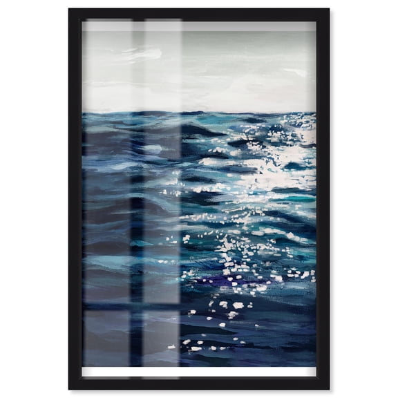 Ocean View Shadowbox Print Blue Wall Decor by Art Remedy, Black Frame, 16 x 20