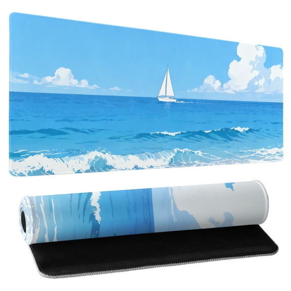 Ocean View Theme Large Mouse Pad 31.5x11.8 inch Anti-Slip Office Gaming Mouse Pad with Rubber Base Keyboard Pad XL Mouse Mat for Home and Office