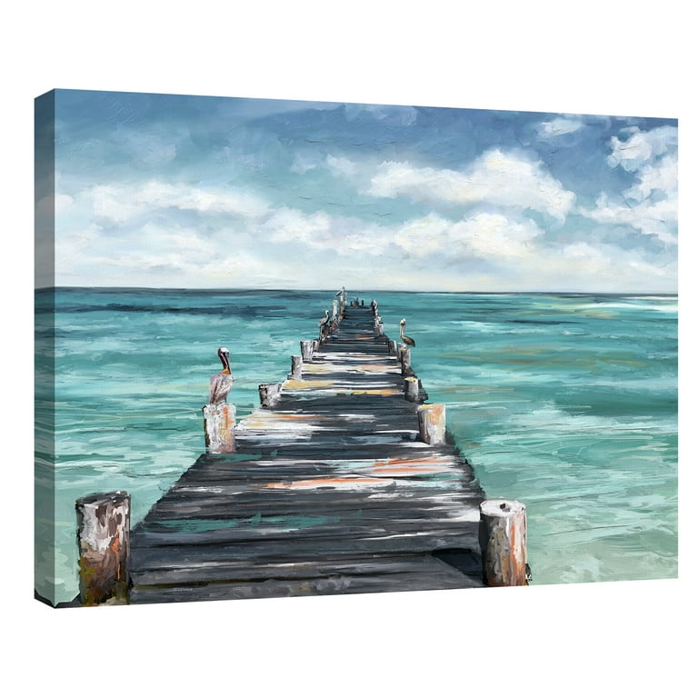 Blue Ocean Pier Photo, 8x12 Matted Art Print, Martha's Vineyard