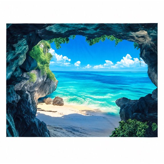 Ocean View from a Cave Printed Polyester Backdrop, 210 x 150 cm