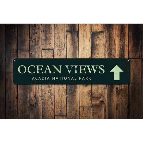 Ocean Views Sign National Park Directional Arrow Sign Park Location Name Destination Decor - Ocean Viewers - Size: 16 x 4 Inches