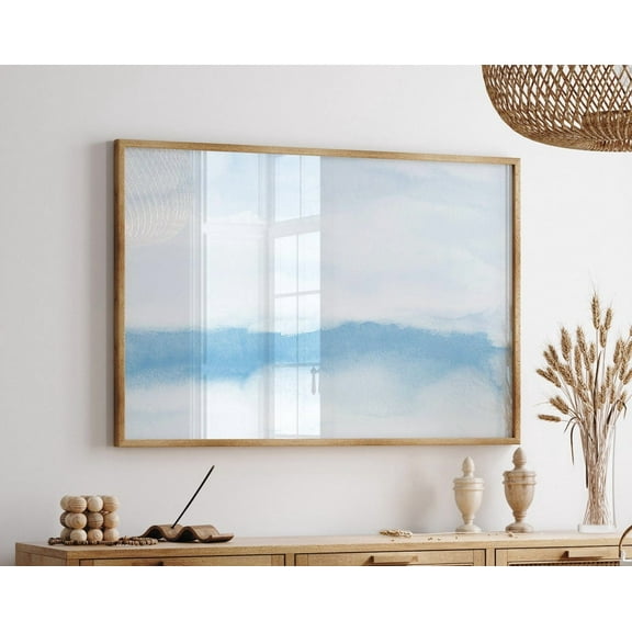 Ocean Wall Art Aesthetic Room Decor Blue Wall Art Print, Horizontal Watercolor Wall Art Coastal Decor, Zen Bathroom Wall Art Beachy Decor Wall Art, Modern Wall Decor, 8x12 UNFRAMED