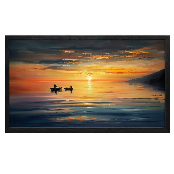 Ocean Wall Art Tropical Wall Art Sunset Fisherman Canvas art Framed wall art Painting For Livingroom Decor Office Bedroom Decoration